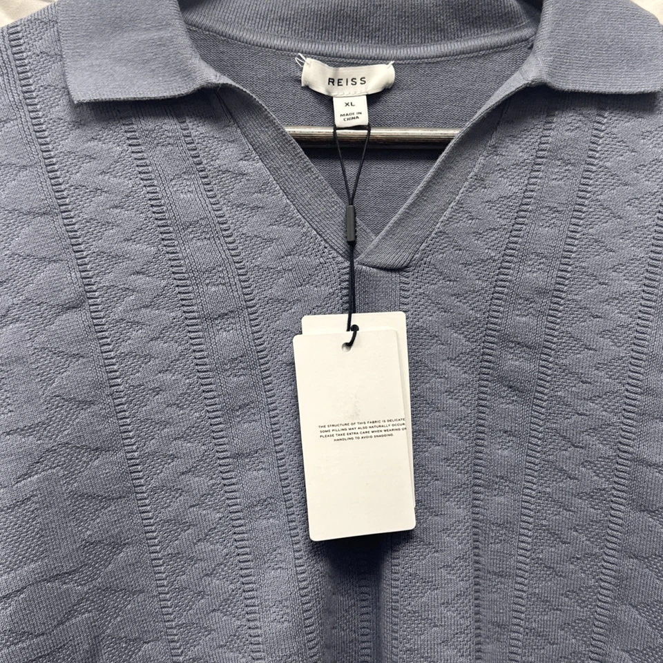 Camiseta polo REISS PARA HOMBRE cuello abierto en azul de la fuerza aérea talla XL Foto 2 de 4