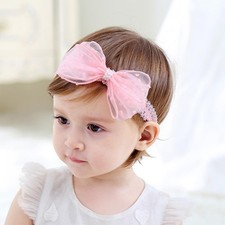 Baby Girl Bows Lace Headband Soft Cotton Tulle Hair Band Princess Infant Head...