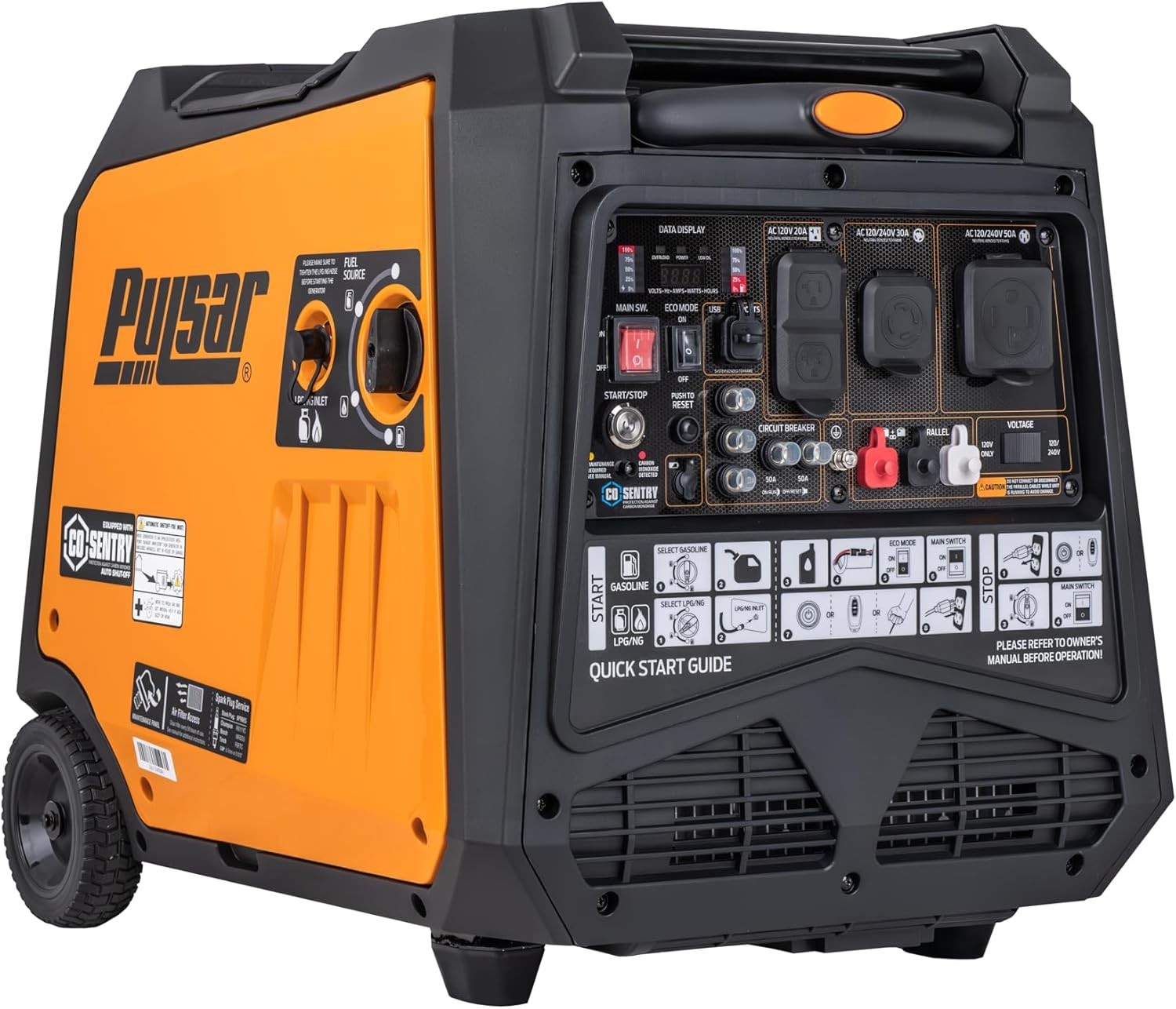 Pulsar 9500W Tri Fuel Gasoline Portable Inverter Generator Remote Electric Start
