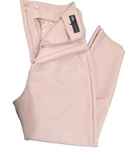 ZARA Women s Pink Pleated Front Polyester Dress Pants Straight Leg Pockets USA M