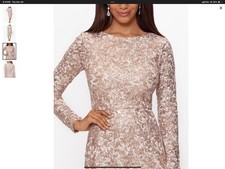 XSCAPE Sequin & Lace Dress Long Sleeve Size 14
