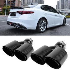 For Alfa Romeo Giulia Exhaust Pipe Tip 3" in to Dual 4" Out Muffler Carbon Fiber