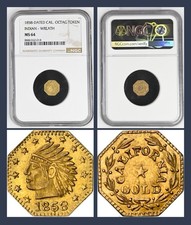1858 California Fractional Gold / Oct Indian Head / NGC MS64