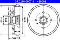 2X ATE Bremstrommel 24.0218-0007.1 FüR Audi VW Seat