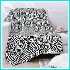 Zebra Printed Twin Blanket for Couch,Bed,Sofa, Soft Cozy Black and White Zebr...