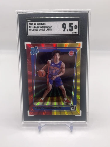 2021 Donruss Cade Cunningham Holo Red/Gold Laser Rookie RC SGC 9.5 Pistons