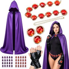 Halloween Costume for Women Anime Raven Cosplay Set Purple Cloak