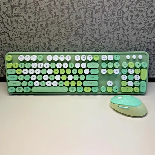 UBOTIE Sweet Wireless Keyboard and Mouse Combo Set, Green Colorful