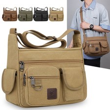 Crossbody Shoulder Bag Large Bag with Multiple Pockets Canvas Messenger Tote