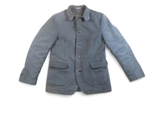 Hannes Roether Jacket Mens Extra Large Navy Blue Zima Leather Trim Button Front