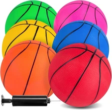 6 Pack Mini Basketballs, 7.5 Inch Basketball Set with Pump for Kids Swimming Poo
