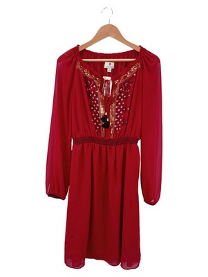ALTUZARRA Freizeitkleid Damen Gr. 36 S Rot Elegant Pailletten Stickerei