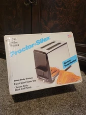 NEW, Sealed Vintage PROCTOR-SILEX Toaster 2 Slice Model T620B Chrome Black USA