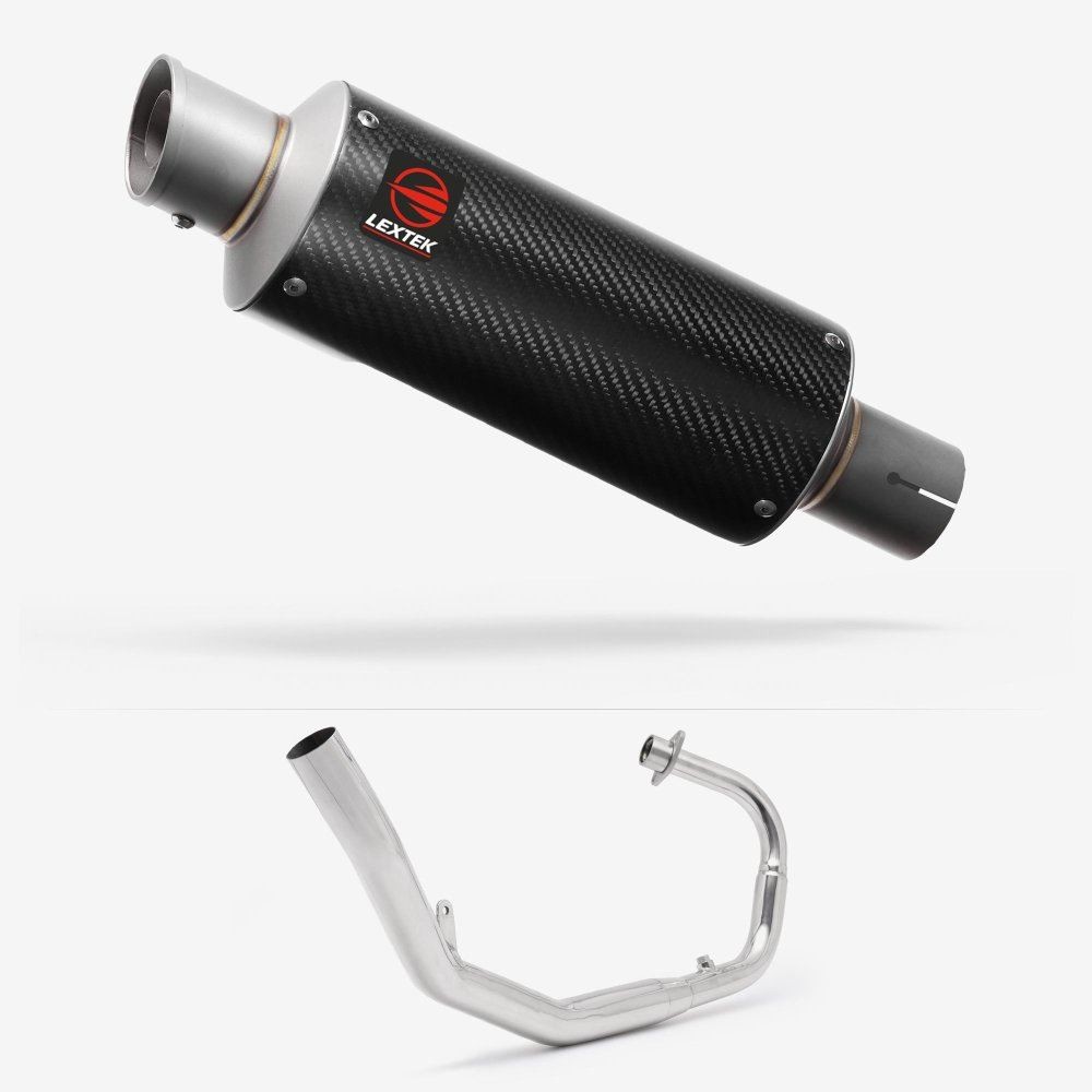 Lextek GP8C Carbon Fibre GP Stubby Exhaust System 240mm for Lexmoto LXR 125
