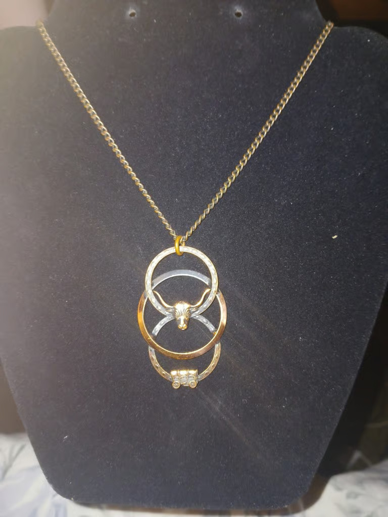 Western themed necklace marked solid copper - image 1