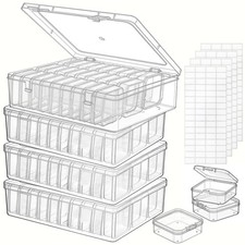 124 Pack Bead Organizer Box 4 Large Boxes and 120 Small Boxes , Jewelry Orga...