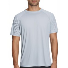 Kanu Rashguard Light Gray Pullover Short Sleeve UPF 50 Sun Protection Athletic M