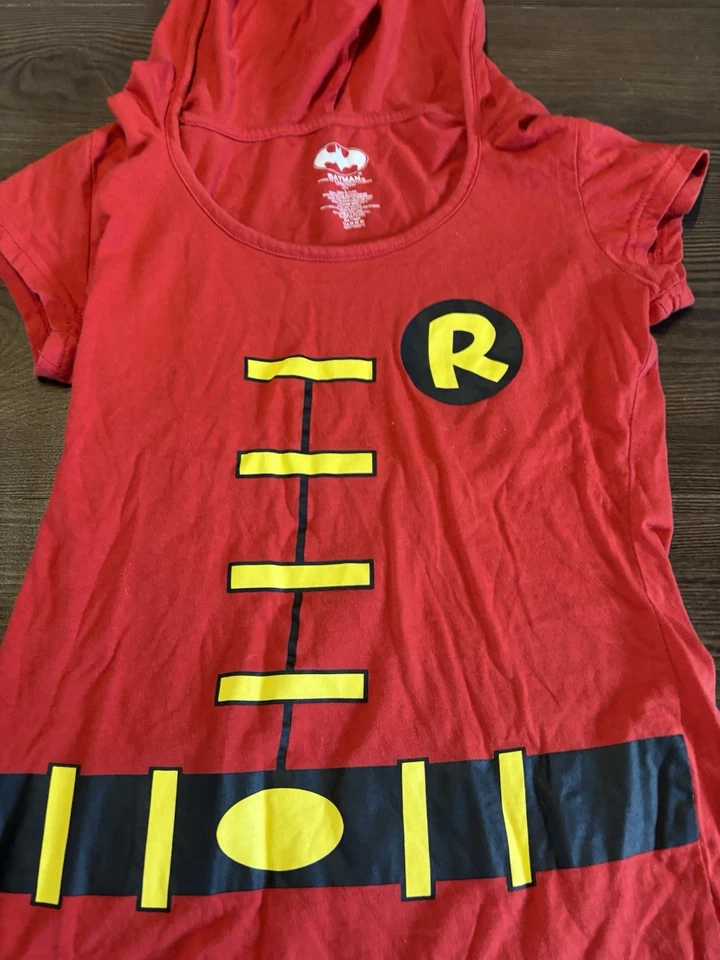 DC Comics Girls Hero Batman Robin Halloween Dress Up Costume Shirt Sz L - Image 2 of 3