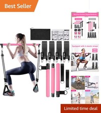 3-Section Adjustable Pilates Bar with Stackable Resistance Bands for Gym  Home