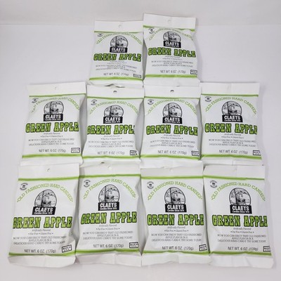 Claeys Old Fashioned Hard Candy Green Apple 6 oz Bags (10 Pack) Exp 02/2028
