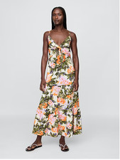GAP Women's Size XLarge Tie Front Tiered Maxi Dress Floral Print MSRP $128 NWT