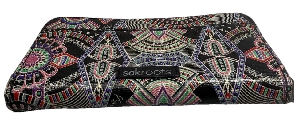 Carteira Sacroots com zíper ao redor do círculo de artista preta multicolorida mandala de lhama nova sem etiquetas - Imagem 3 de 4