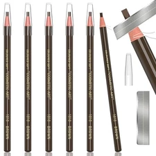 6 Piece Dark Brown Waterproof Eyebrows Pencil Tattoo Makeup And 6 