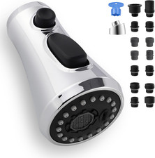 Universal Faucet Spray Head Replacement with 15 Adapters, Chrome Finish