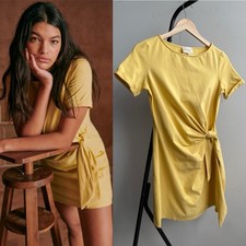 Sézane Pippa Short Dress Pastel Yellow Organic Cotton Side Tie XS
