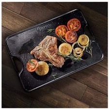 Double Burner Cast Iron Griddle, Seasoned with Flaxseed Oil