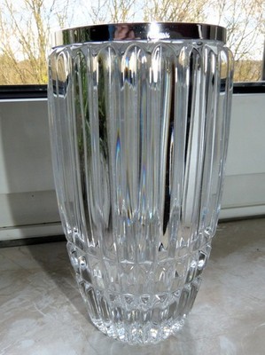 Kristall Glas Vase mit 800 Silber Montur 16,5cm Emil Hermann Waldstetten