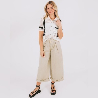 Free People Women s After Love Cuff Pants Size Small Sandshell Beige NEW