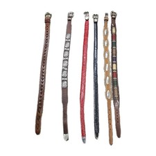Lot 6 Vintage Western Belts Size 28 Brighton Justin Fossil Leather Concho Tooled