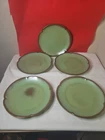 5 Frankoma Pottery Plainsman Prairie Green Dinner Plates 5F Scalloped