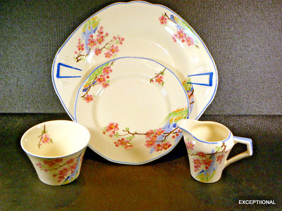 4 pcs. Barker Bros Tudorware Blossom Time Cake Plate Side Plate, Creamer, Sugar