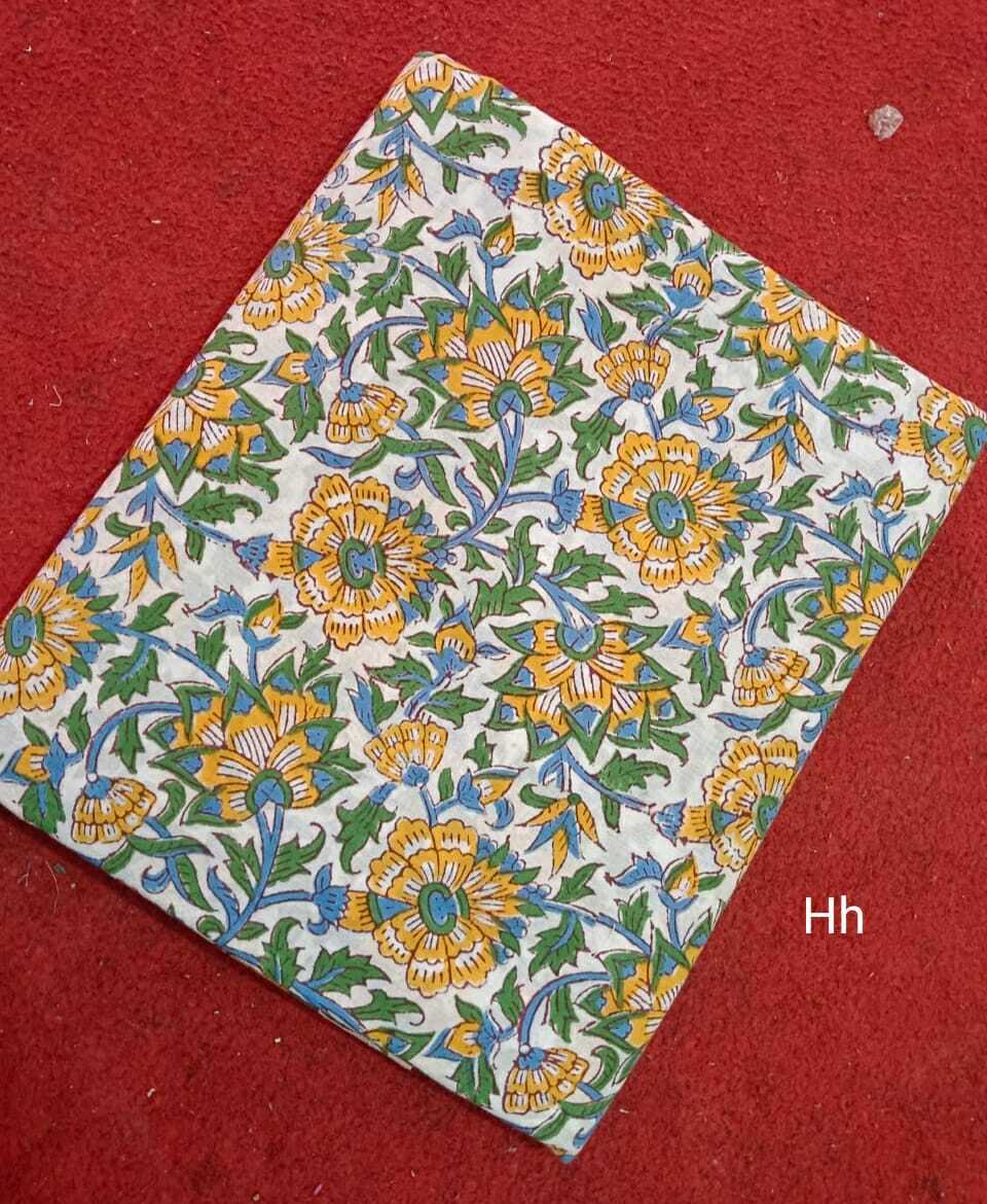 Tela de gasa de algodón para correr con estampado de bloques de mano hecho a ...