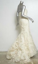 VERA WANG LUXE Ivory HILARY Lace Strapless Mermaid Wedding Gown Dress and Veil 6
