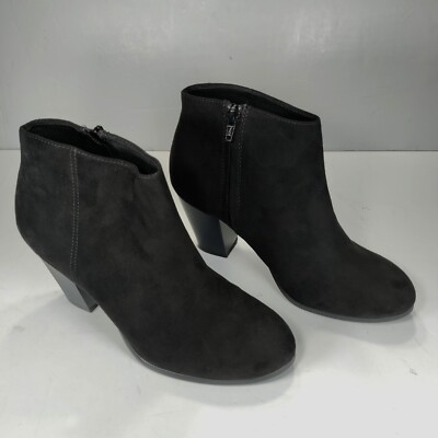 Old Navy Faux Suede Ankle Boots Booties Womens 10 Black Block