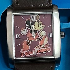 Disney Store Mickey Mouse Watch Brown Square Face New Boxed Vintage