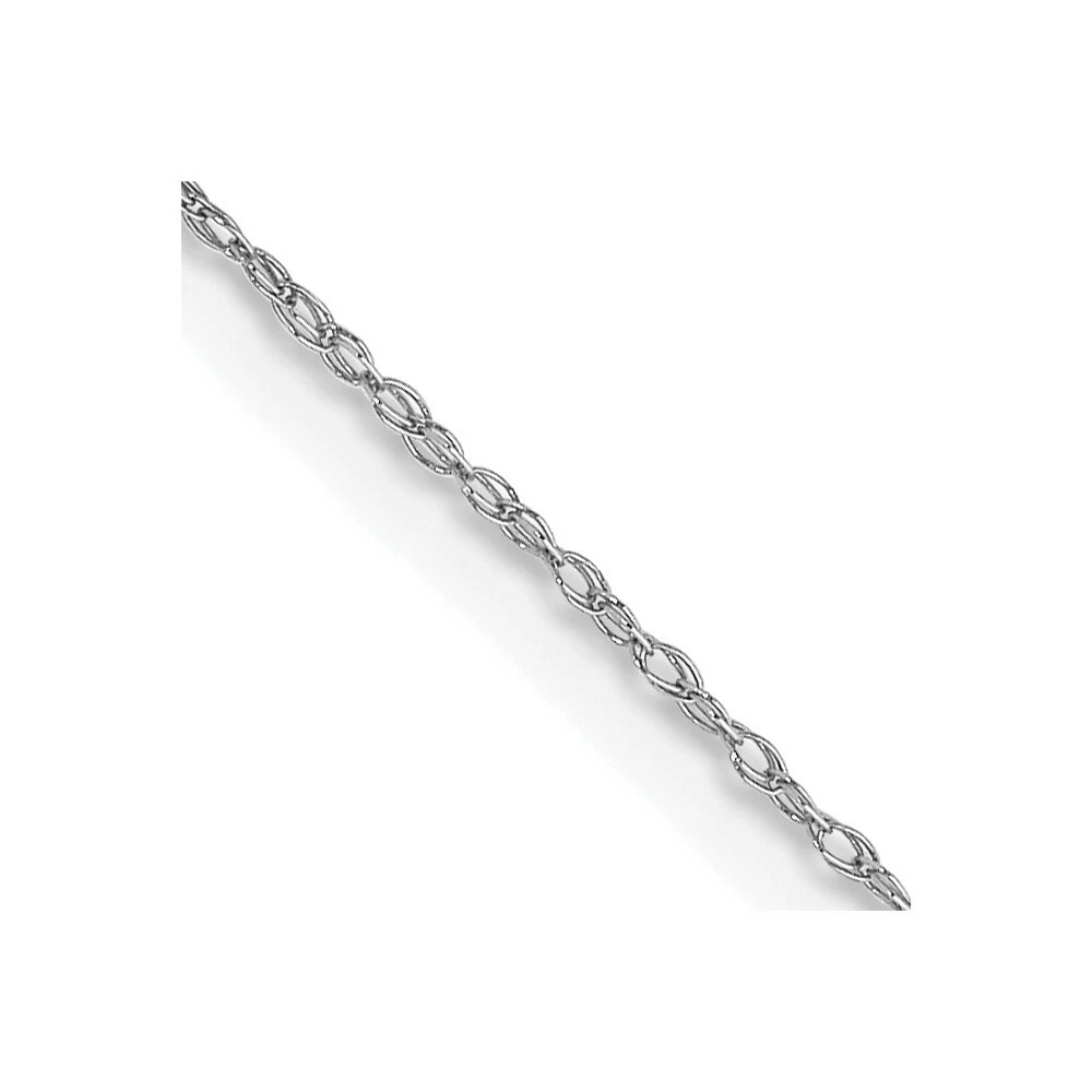 Real 10K White Gold .5mm Carded Cable Rope Chain; 20 inch; Women