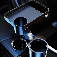 Cup Holder Tray Expander For Car Cup Slot 360° Rotatable Meal Desk Organizer 