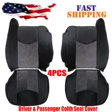 For 2003-2007 Chevy Silverado Driver+Passenger Bottom & Top Cloth Covers Dk Gray