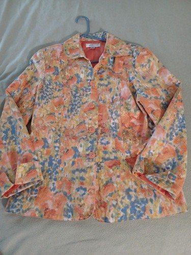 Coldwater Creek Women's Jacket Size 10 Button Front Long Sleeve Floral Blazer