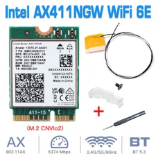 Intel AX411NGW WiFi 6E M.2 CNVIO2 Bluetooth 5.3 Network Card With WiFi Antennas