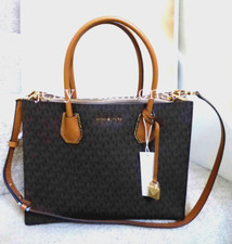 MICHAEL KORS STUDIO Mercer Leather Large Convertible Tote Bag Purse Brown Gold