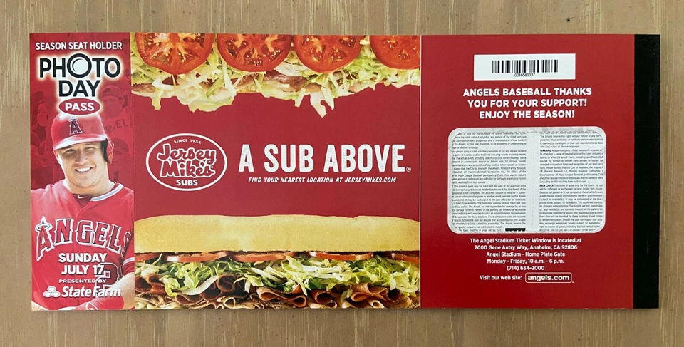 MIKE TROUT ALBERT PUJOLS HRs - 2016 MLB ANGELS COMPLETE FULL SEASON TICKETS - Изображение 4 из 4
