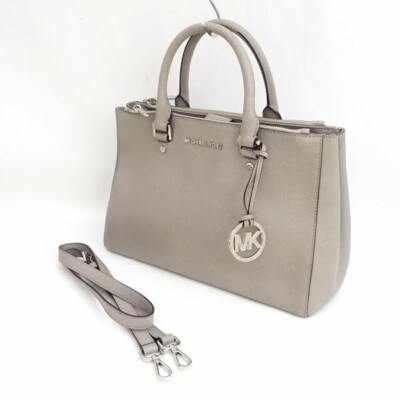 Michael Kors 2WAY Satchel Handbag Shoulder Bag Leather Gray