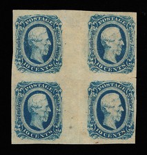 GENUINE CONFEDERATE CSA SCOTT #12 GUTTER BLOCK OF 4 MINT OG DEEP BLUE DIE-B K&B