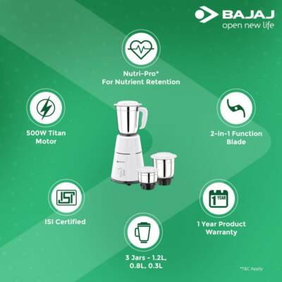 bajaj gx1 mixer grinder 500w