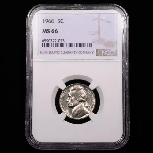 1966 Jefferson Five Cent 5c - NGC GRADED MS66